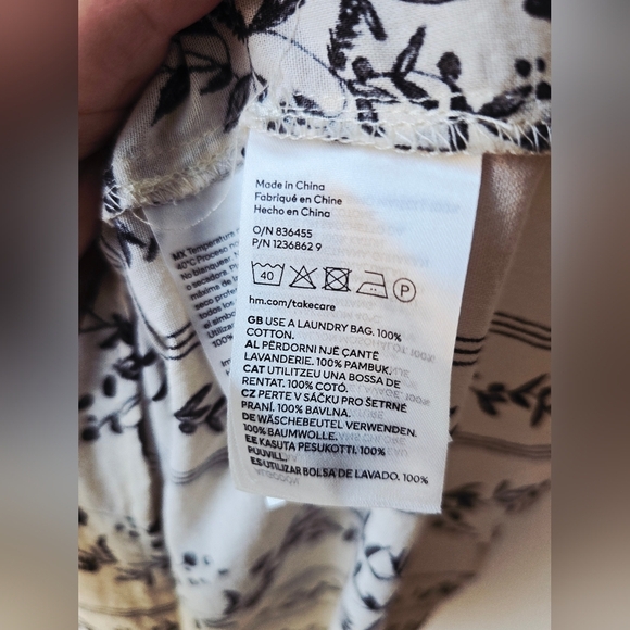 H&M Cover UP OFF White Black Floral Maxi Cotton Vacation Dress M L - Picture 6 of 10